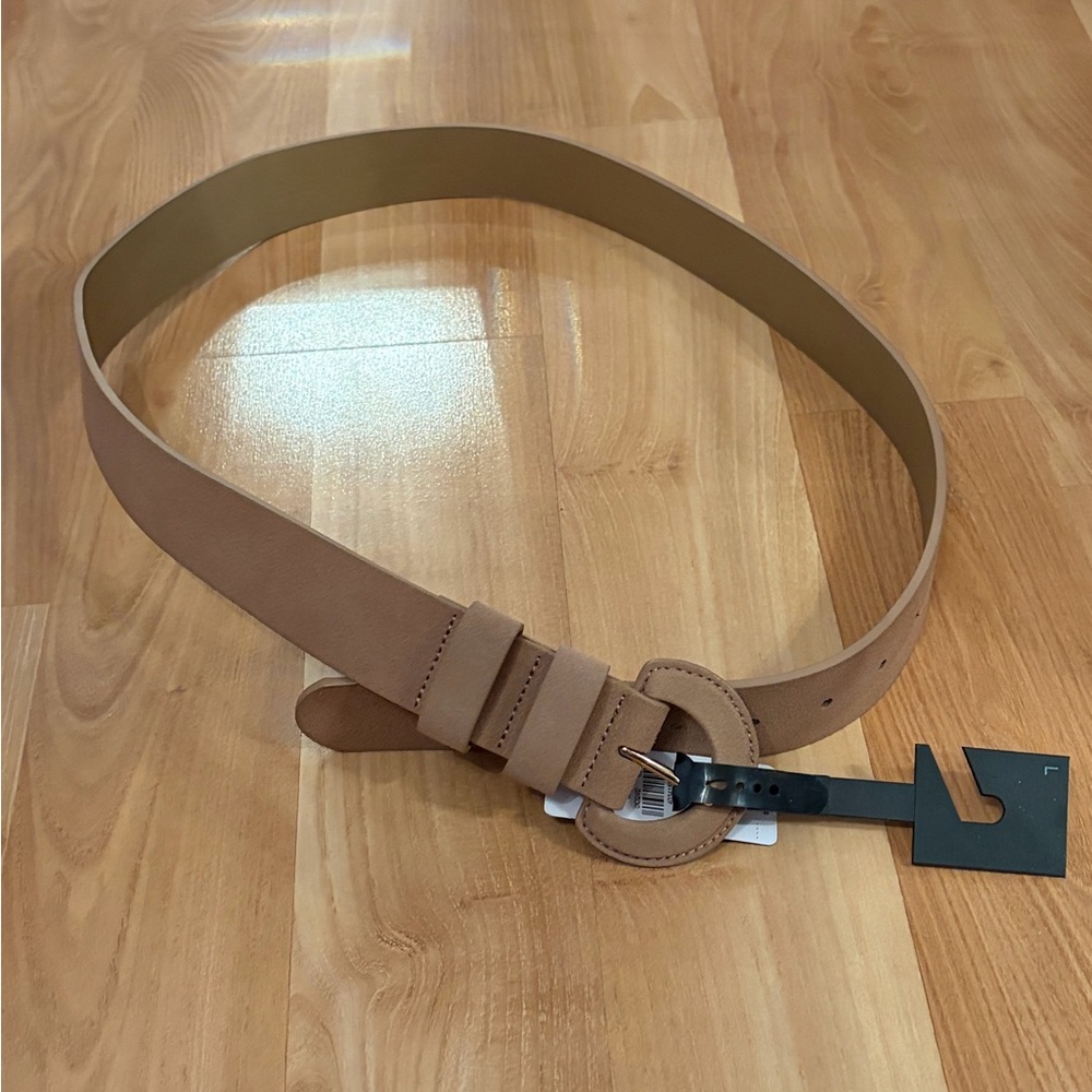 NWT Express Tan Faux Suede Belt Size L